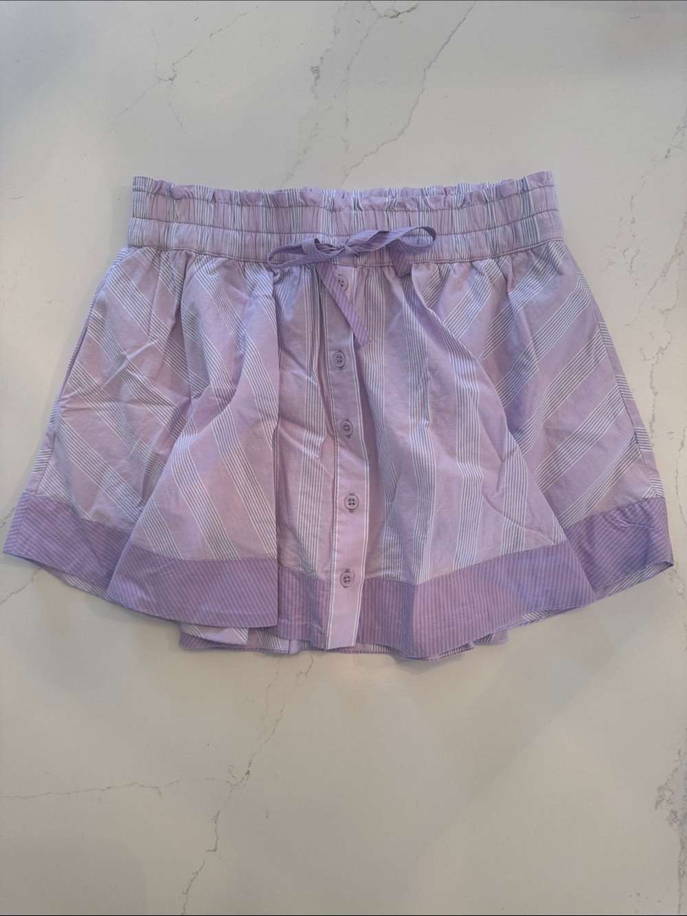 Aerie Lavender Striped Button-Front Skate Skirt With Shorts